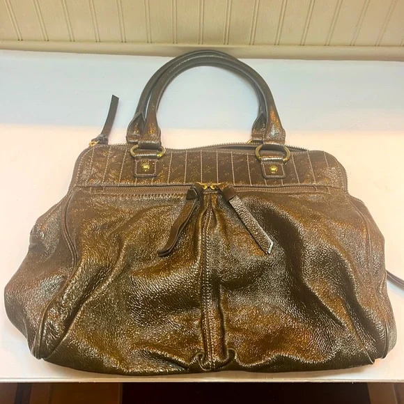 J Crew Dark Brown Patent Leather Tote - Picture 2 of 16